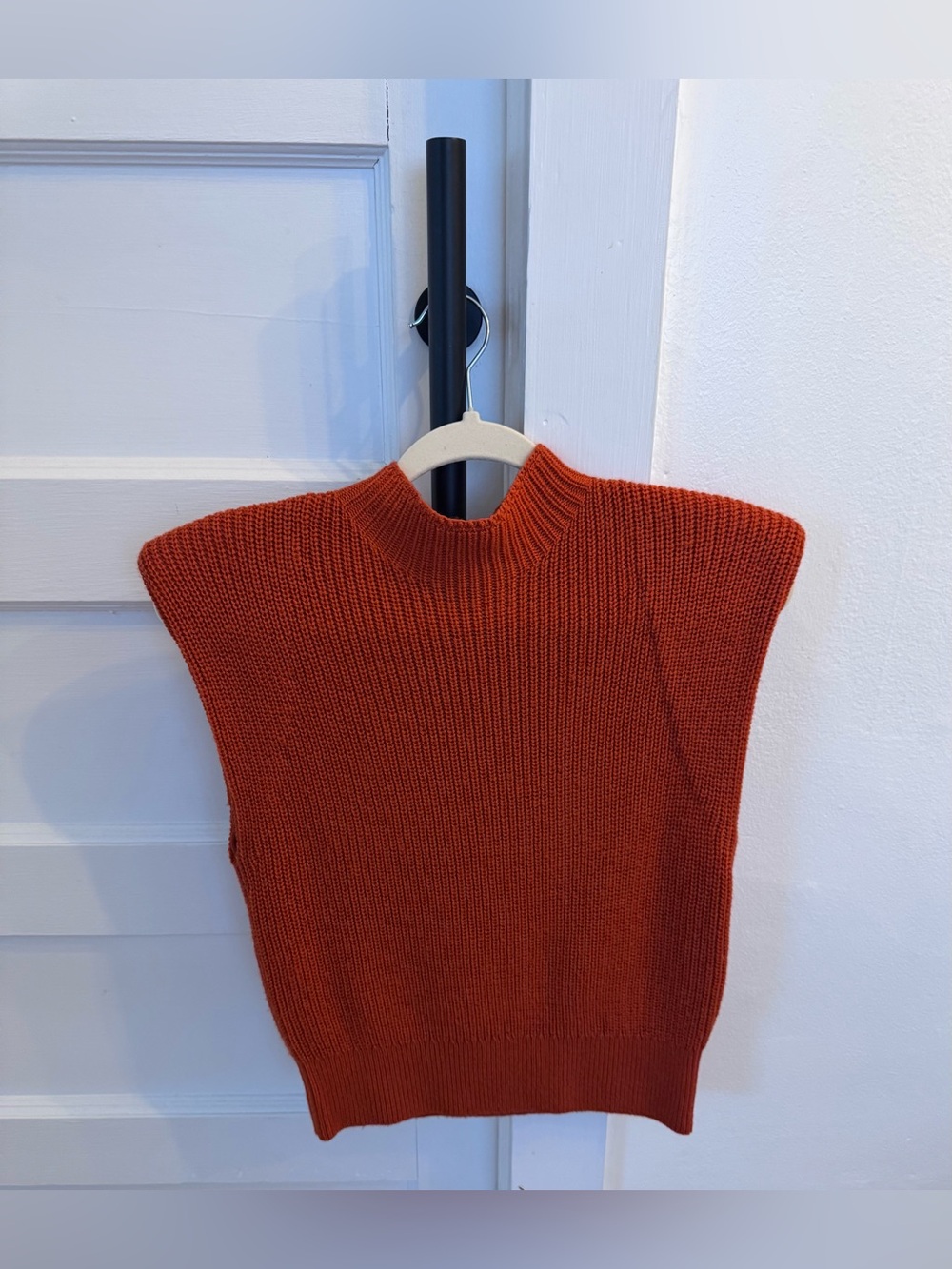 Sleeveless Knit Mock Neck Sweater Vest - Rust